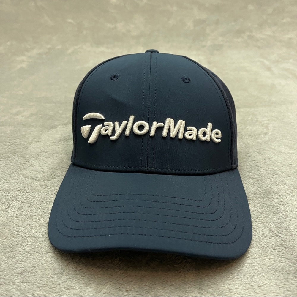 Taylormade Navy Blue Tour Fitted Golf Hat logo stretch fit S/M
